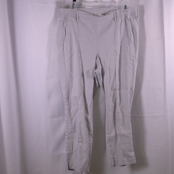 J. Jill Pants - J.Jill Women's Medium Petite Gray Linen Blend Pull On Ankle Pants 32x24